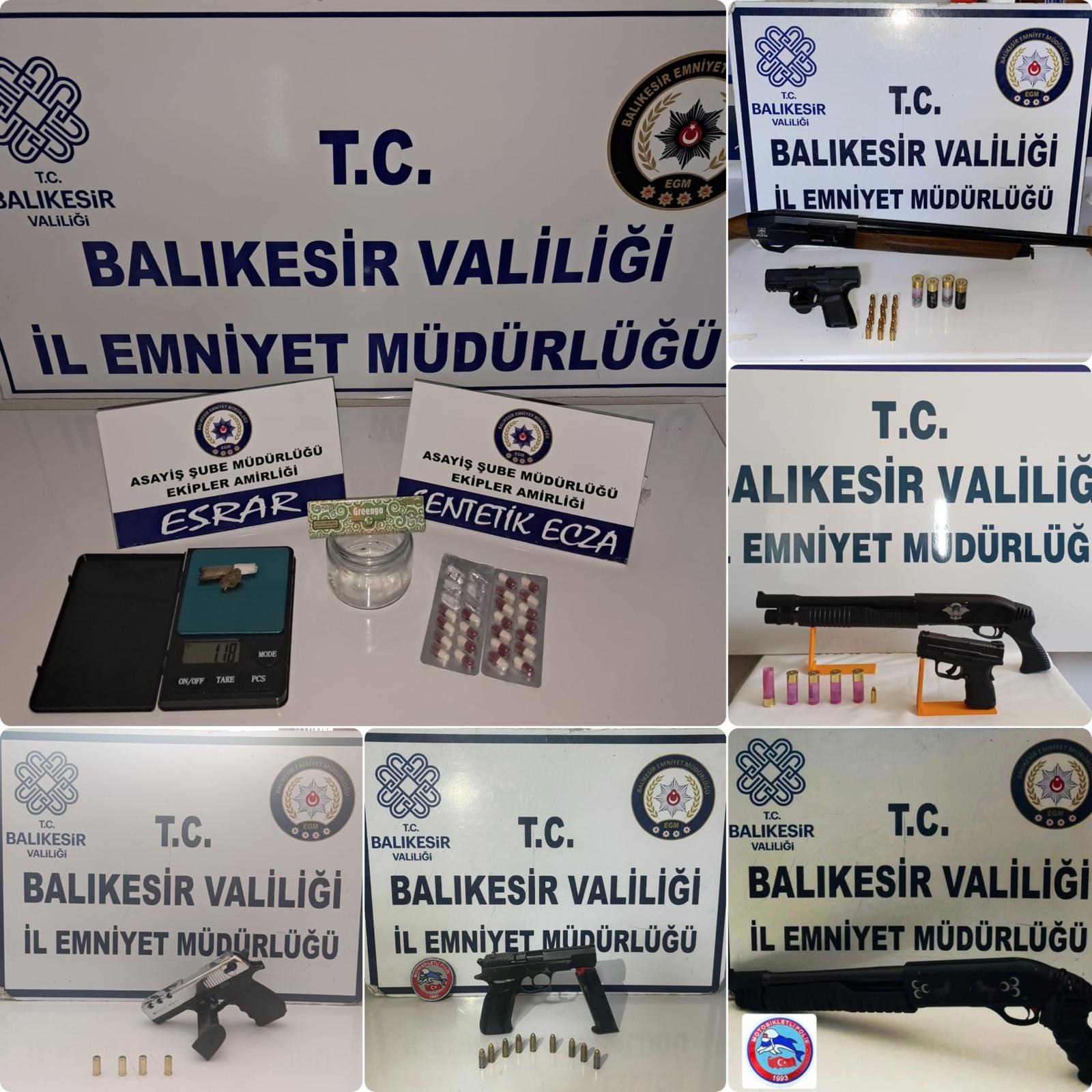 Balıkesir’de Huzur Uygulaması: Ruhsatsız Silahlar ve Uyuşturucu Yakalandı