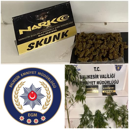 Balıkesir’de Uyuşturucu Operasyonu: Skunk ve Kenevir Ele Geçirildi