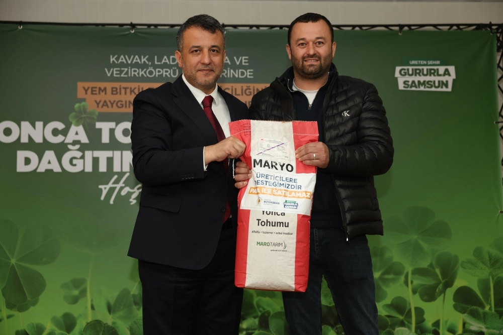 Samsun’da üreticiye yonca tohumu ve gübre desteği